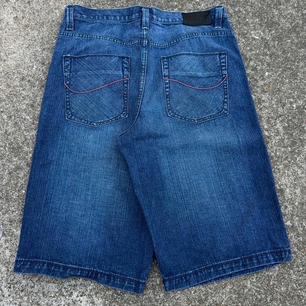 Vintage Y2K Sean John Baggy Wide Leg 2000s Denim Jean Shorts Pink Mens 36 (d9)